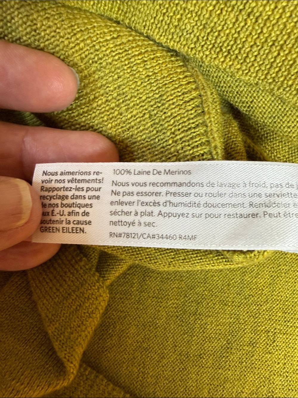 Eileen Fisher Olive Crewneck Relaxed Sweater Drape Drop Shoulder Classic Style - Picture 7 of 10